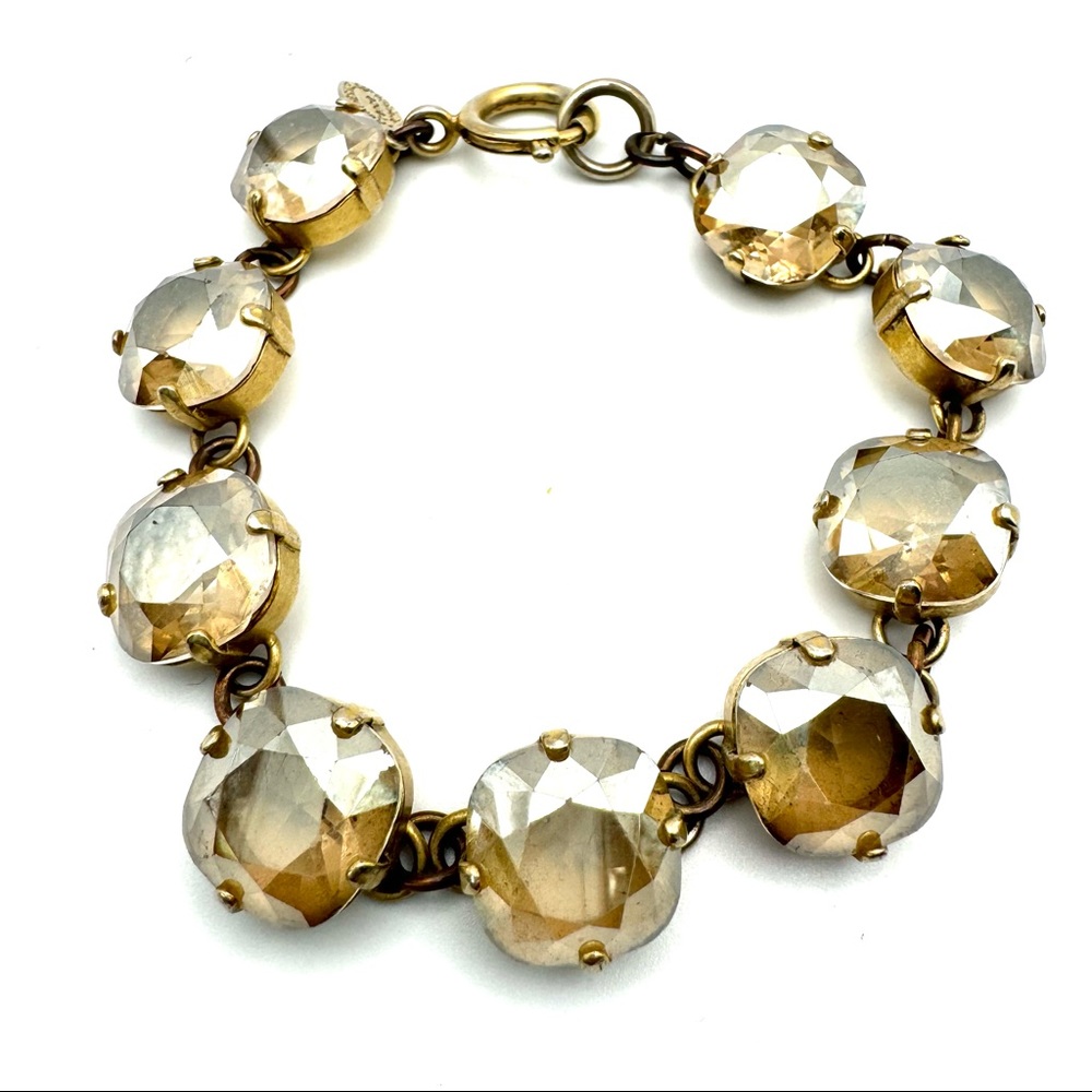 Catherine Popesco France Goldtone Crystal Rhinestone Bracelet, Smoky Champagne 7
